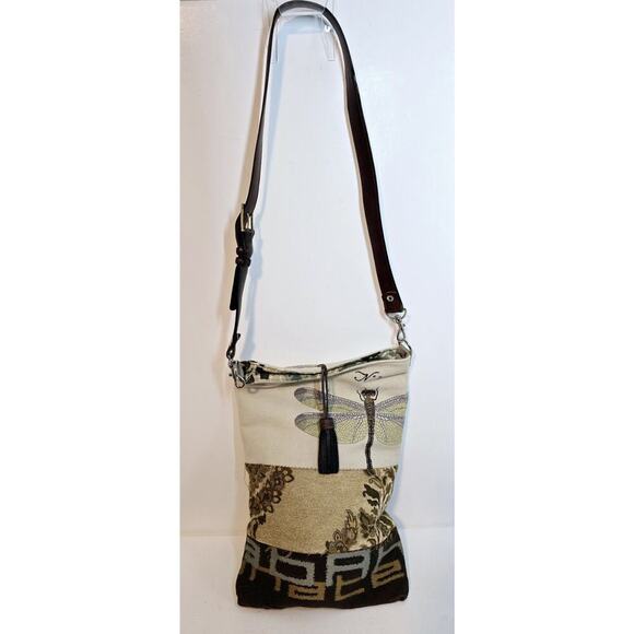 Handcrafted Crossbody Shoulder Tapestry Purse Dragonfly Reversible Multicolor LG - Picture 1 of 12